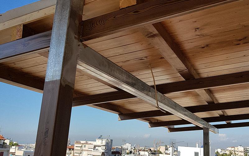 στέγαστρο σε ταράτσα Αθήνα